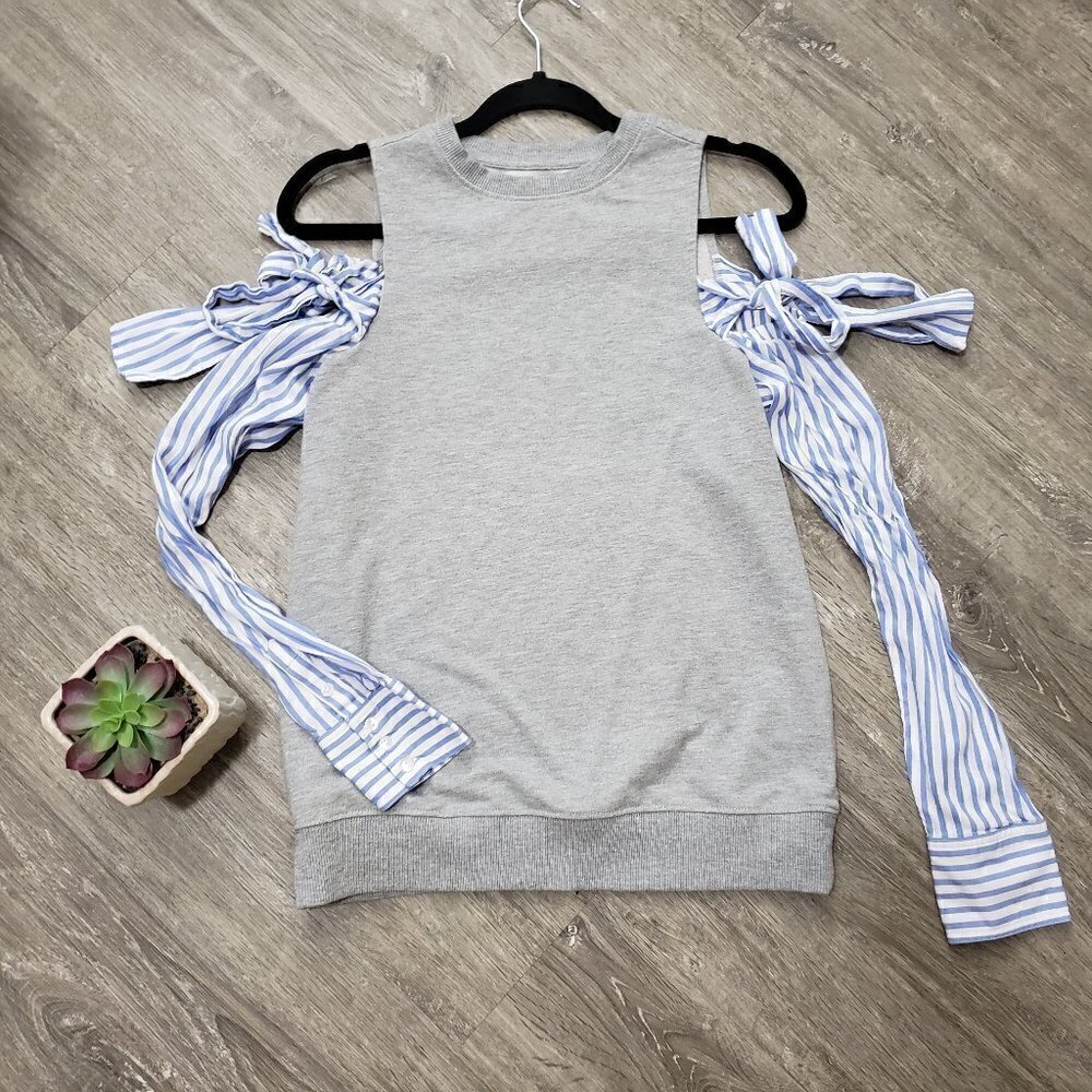 ASOS Cold Shoulder Sweatshirt Sz 2 Dress Shirt Sleeves